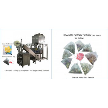 C21DX- PYRAMID TEABAG PACKING MACHINE(WITH PYRAMID NYLON BAG + OUTER ENVELOPE, ULTRASONIC SEALING)